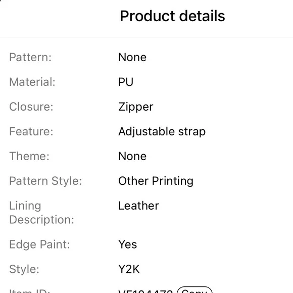 🆕 Y2K Style Satchel Handbag, Vegan Leather Bag -  Chain & Gothic Cross Accents - Picture 9 of 10